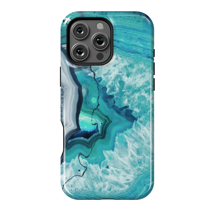 iPhone 16 Pro Max StrongFit Turquoise agate geode marble by Oana 