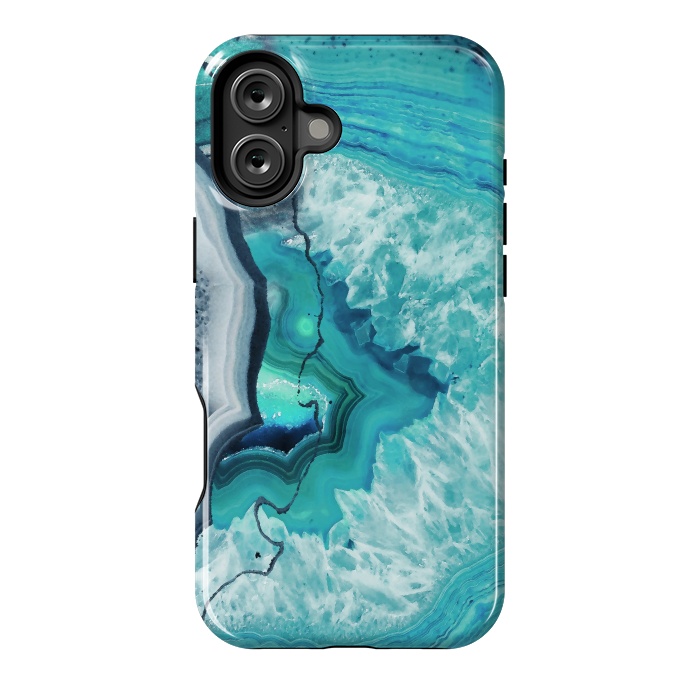 iPhone 16 Plus StrongFit Turquoise agate geode marble by Oana 