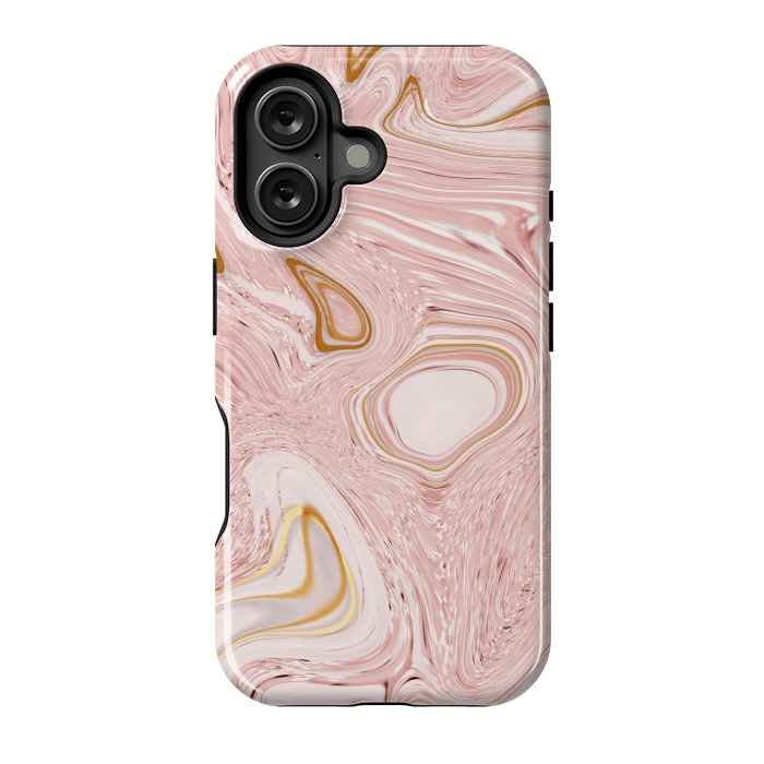 iPhone 16 StrongFit Golden pink marble by Martina