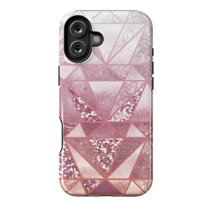 iPhone 16 Plus StrongFit Pink and rose gold gradient glitter tiles by Oana 