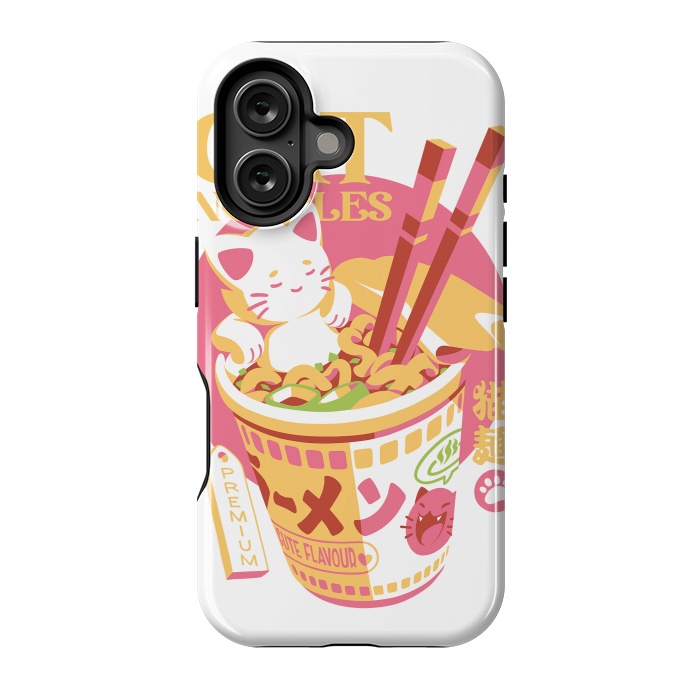 iPhone 16 StrongFit Cat Noodles by Ilustrata