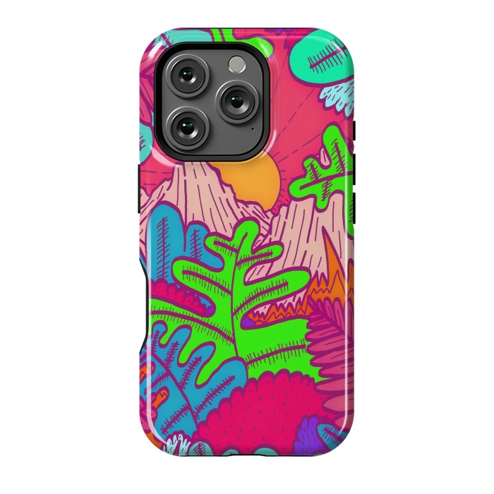 iPhone 16 Pro StrongFit A pink tropical jungle by Steve Wade (Swade)