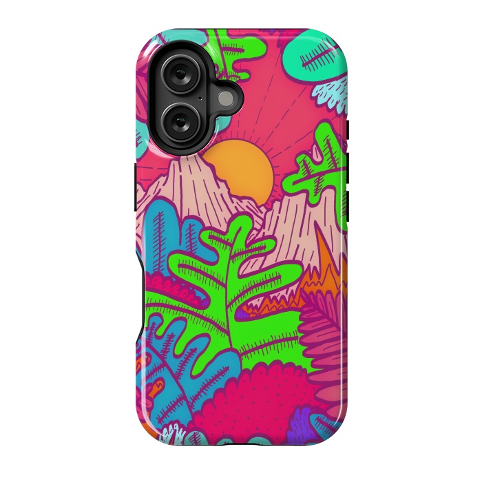 iPhone 16 StrongFit A pink tropical jungle by Steve Wade (Swade)