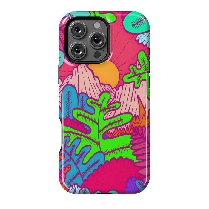 iPhone 16 Pro Max StrongFit A pink tropical jungle by Steve Wade (Swade)