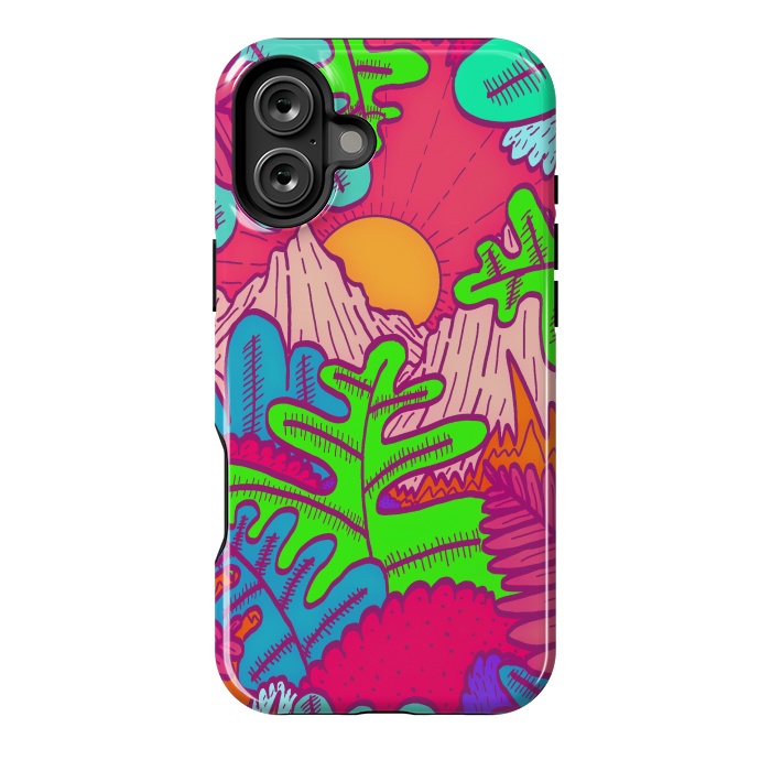 iPhone 16 Plus StrongFit A pink tropical jungle by Steve Wade (Swade)