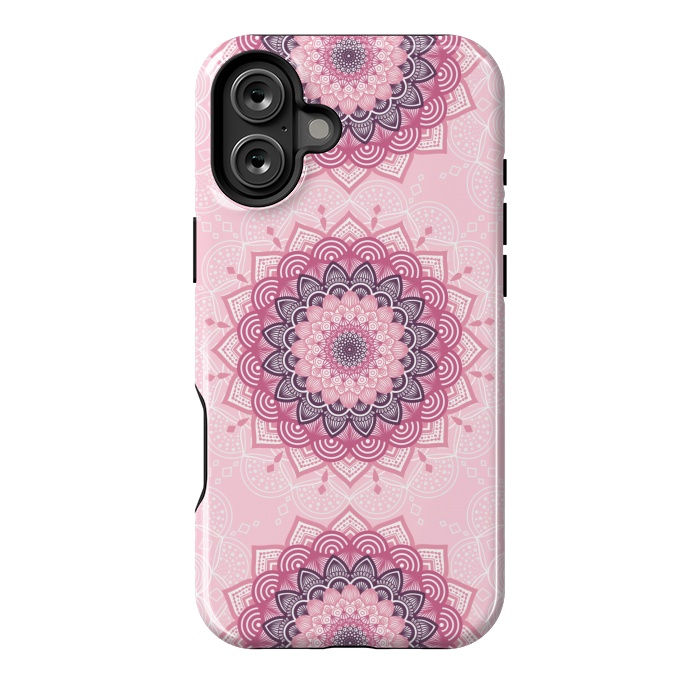 iPhone 16 Plus StrongFit Pink white mandalas by Jms