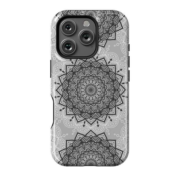 iPhone 16 Pro StrongFit Black gray mandalas by Jms