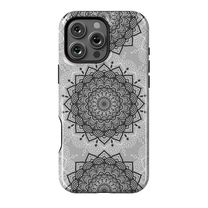 iPhone 16 Pro Max StrongFit Black gray mandalas by Jms