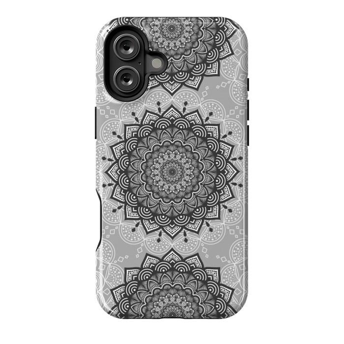 iPhone 16 Plus StrongFit Black gray mandalas by Jms