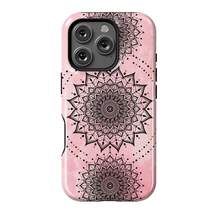 iPhone 16 Pro StrongFit Pink black mandalas by Jms