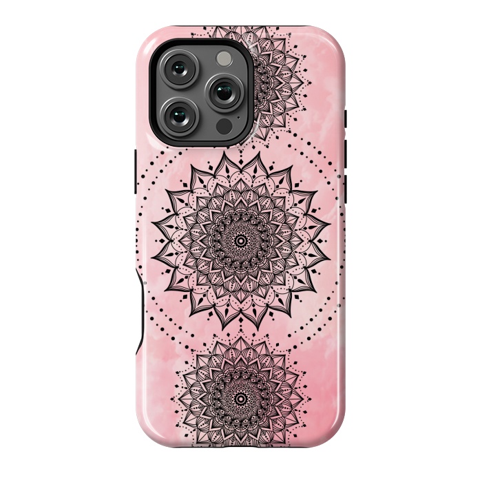 iPhone 16 Pro Max StrongFit Pink black mandalas by Jms