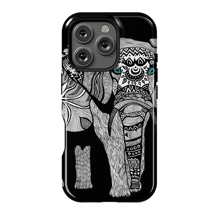 iPhone 16 Pro StrongFit Elephant of Namibia B n W by Pom Graphic Design