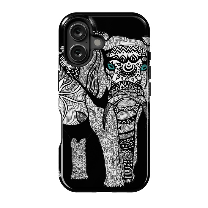 iPhone 16 StrongFit Elephant of Namibia B n W by Pom Graphic Design