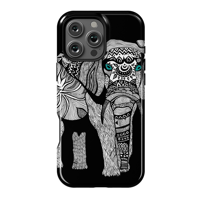 iPhone 16 Pro Max StrongFit Elephant of Namibia B n W by Pom Graphic Design