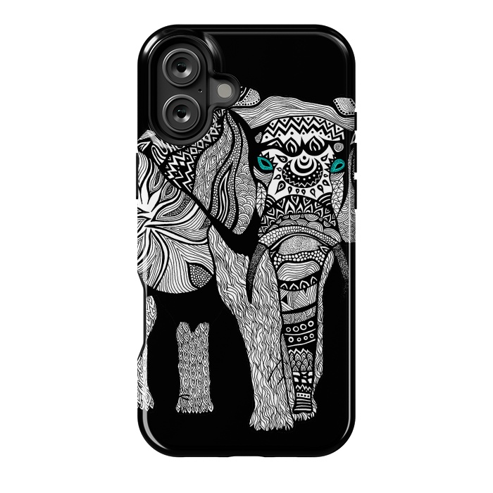 iPhone 16 Plus StrongFit Elephant of Namibia B n W by Pom Graphic Design