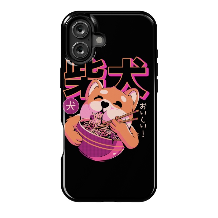 iPhone 16 Plus StrongFit Shiba Noodles by Ilustrata