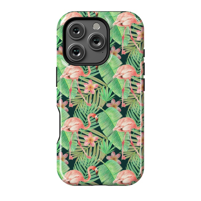 iPhone 16 Pro StrongFit pink flamingo in a jungle by Alena Ganzhela