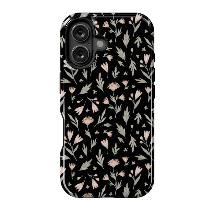 iPhone 16 StrongFit delicate flowers on a black by Alena Ganzhela