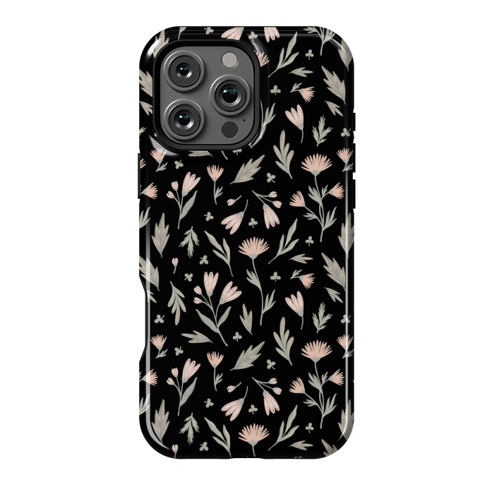 iPhone 16 Pro Max StrongFit delicate flowers on a black by Alena Ganzhela