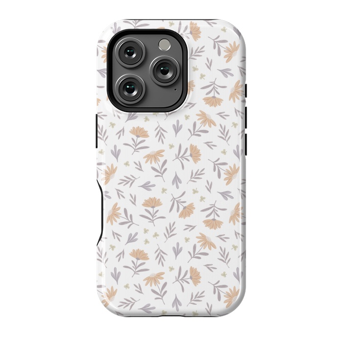 iPhone 16 Pro StrongFit Beige flowers on a white by Alena Ganzhela