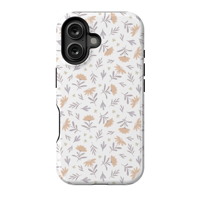 iPhone 16 StrongFit Beige flowers on a white by Alena Ganzhela