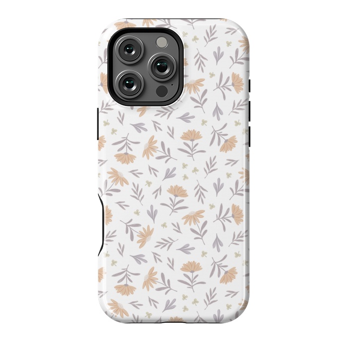 iPhone 16 Pro Max StrongFit Beige flowers on a white by Alena Ganzhela