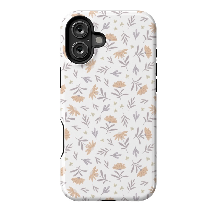 iPhone 16 Plus StrongFit Beige flowers on a white by Alena Ganzhela