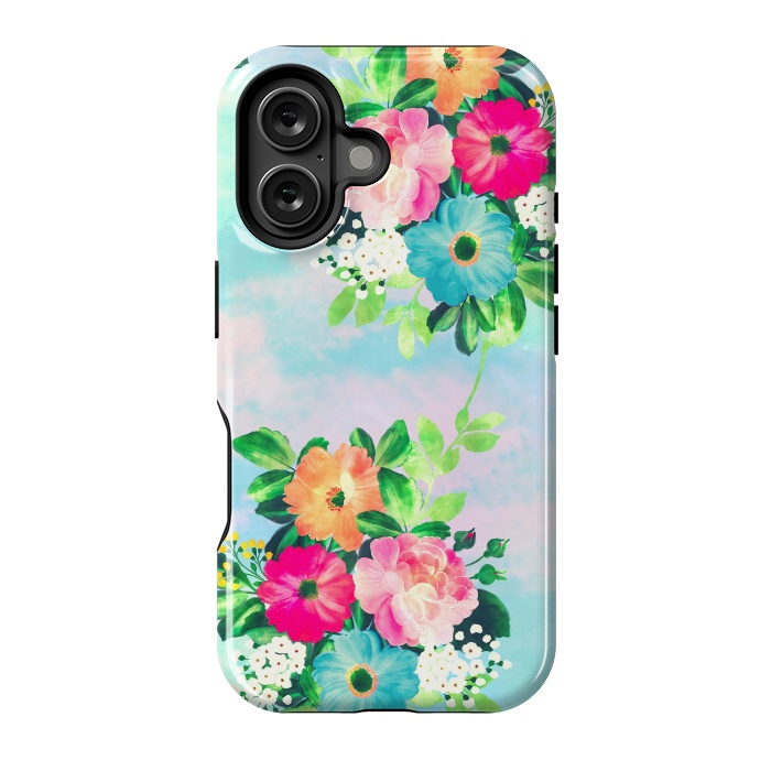 iPhone 16 StrongFit Girly Vintage Roses Floral Watercolor Paint by InovArts