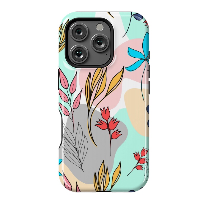 iPhone 16 Pro StrongFit Trendy colorful leaves hand drawn cute illustration by InovArts