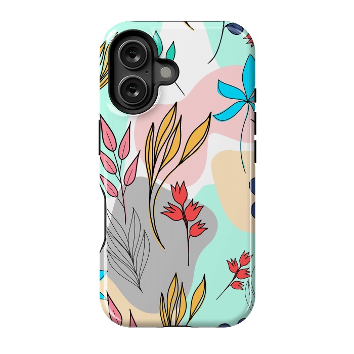 iPhone 16 StrongFit Trendy colorful leaves hand drawn cute illustration by InovArts