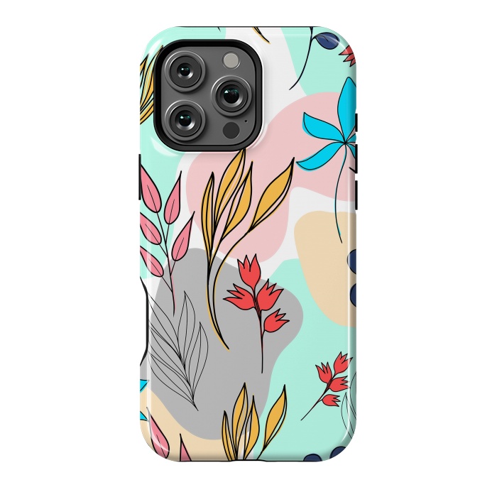 iPhone 16 Pro Max StrongFit Trendy colorful leaves hand drawn cute illustration by InovArts