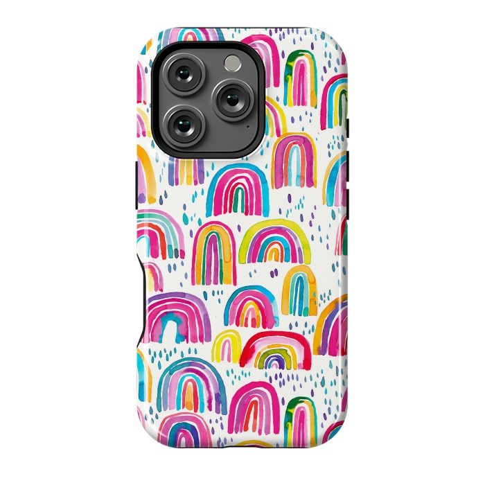 iPhone 16 Pro StrongFit Cute Watercolor Rainbows by Ninola Design