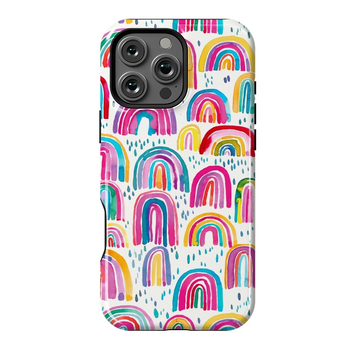 iPhone 16 Pro Max StrongFit Cute Watercolor Rainbows by Ninola Design