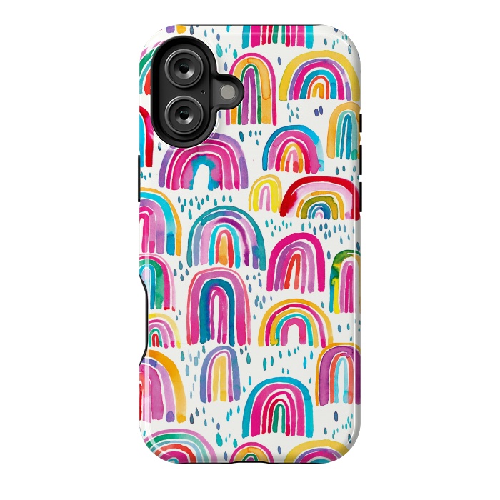 iPhone 16 Plus StrongFit Cute Watercolor Rainbows by Ninola Design