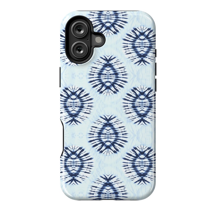 iPhone 16 Plus StrongFit Blue indigo tie dye spots by Oana 