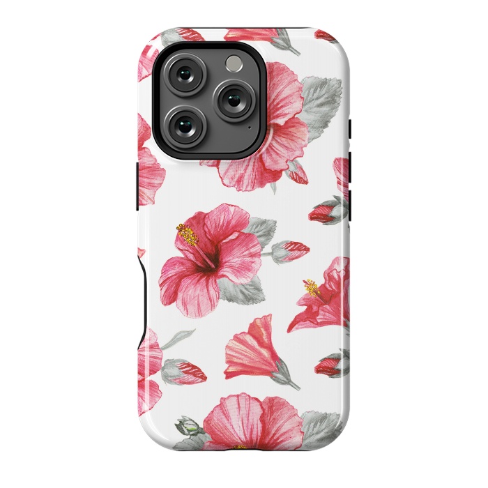 iPhone 16 Pro StrongFit Watercolor hibiscus flowers by Oana 