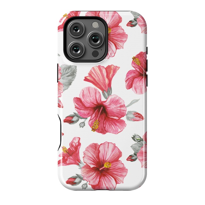 iPhone 16 Pro Max StrongFit Watercolor hibiscus flowers by Oana 