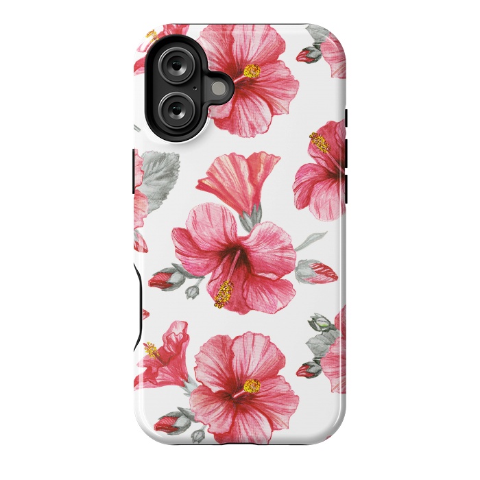 iPhone 16 Plus StrongFit Watercolor hibiscus flowers by Oana 