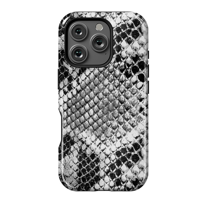 iPhone 16 Pro StrongFit Black and grey grungy snake skin pattern by Oana 