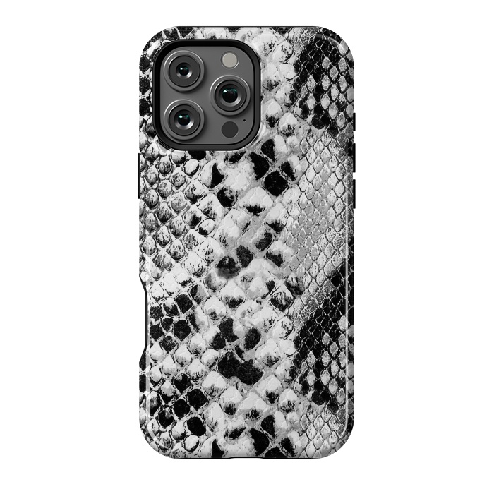 iPhone 16 Pro Max StrongFit Black and grey grungy snake skin pattern by Oana 