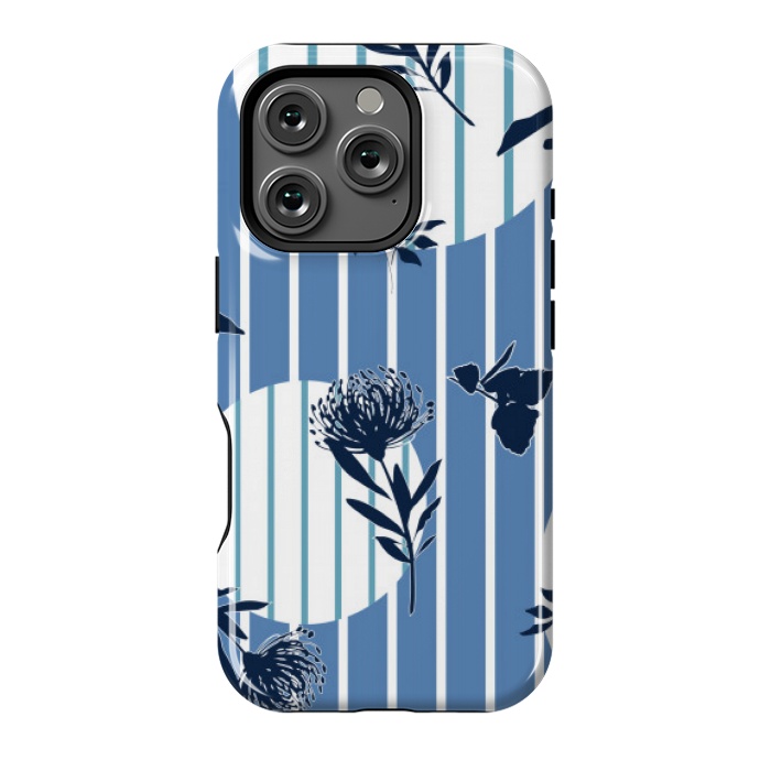 iPhone 16 Pro StrongFit STRIPES TROPICAL BLUE PATTERN by MALLIKA