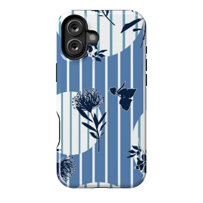 iPhone 16 Plus StrongFit STRIPES TROPICAL BLUE PATTERN by MALLIKA