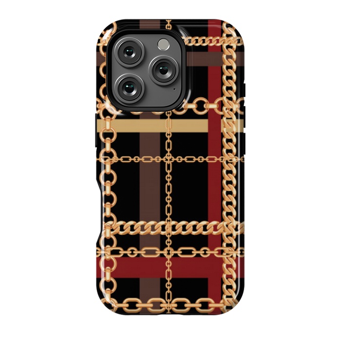 iPhone 16 Pro StrongFit Golden chains red black by MALLIKA