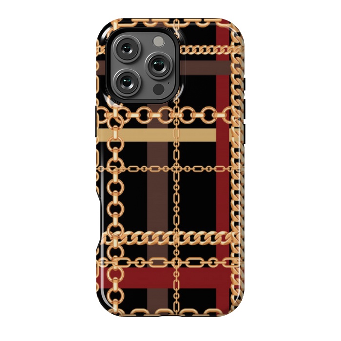 iPhone 16 Pro Max StrongFit Golden chains red black by MALLIKA