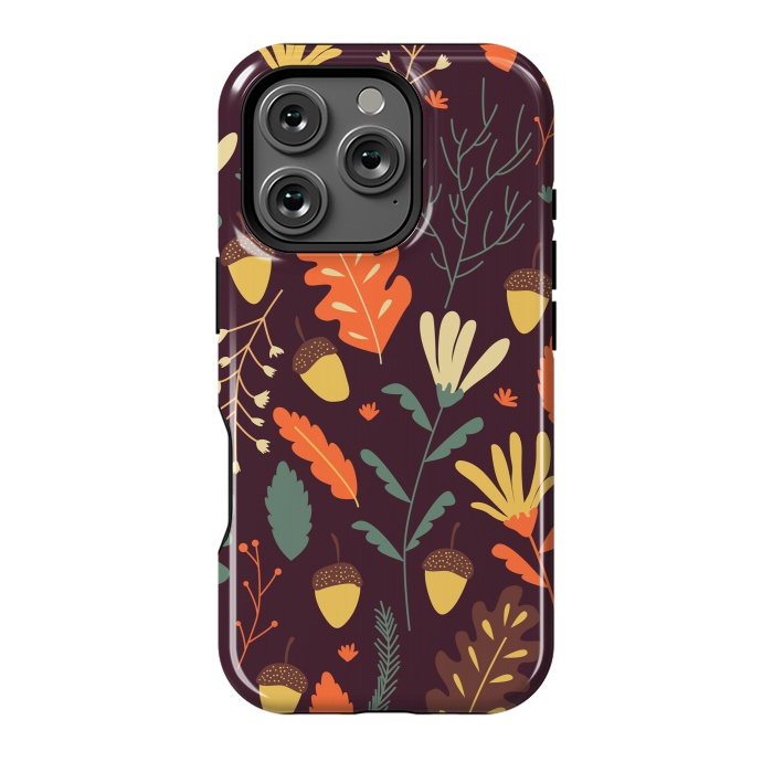 iPhone 16 Pro StrongFit Autumn Pattern With Red and Orange Leaves by ArtsCase