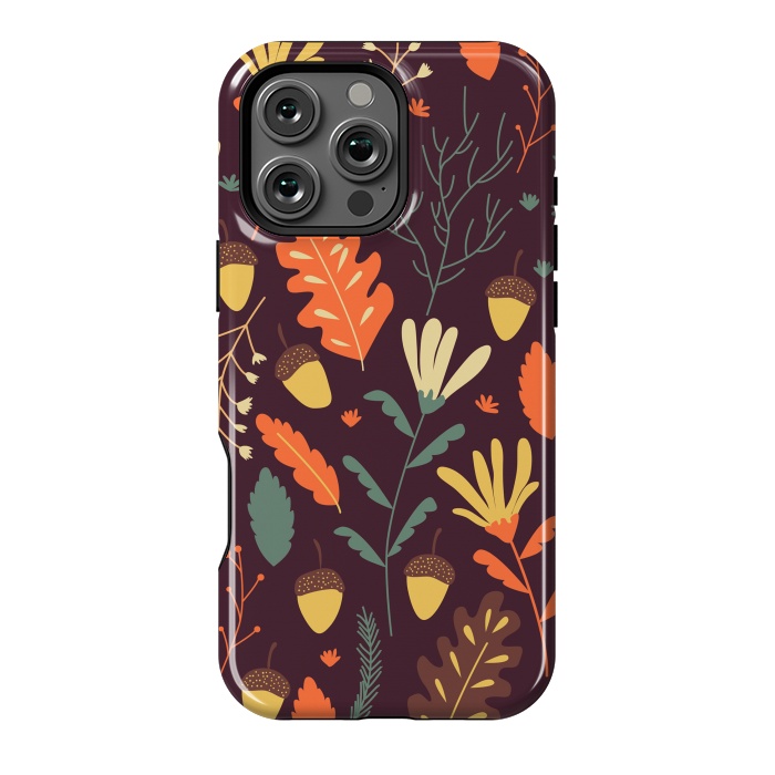 iPhone 16 Pro Max StrongFit Autumn Pattern With Red and Orange Leaves by ArtsCase