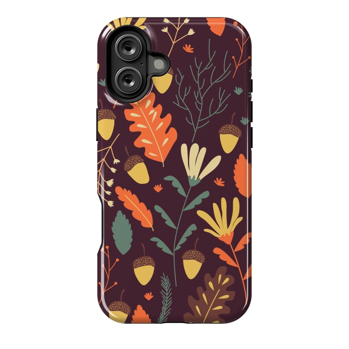 iPhone 16 Plus StrongFit Autumn Pattern With Red and Orange Leaves by ArtsCase