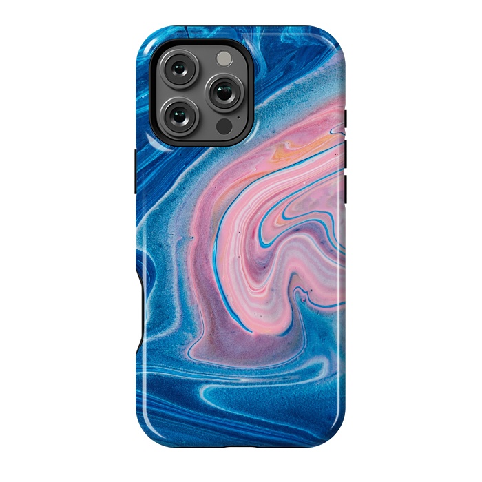 iPhone 16 Pro Max StrongFit Blue Acrylic Pour Color Liquid Marble by ArtsCase