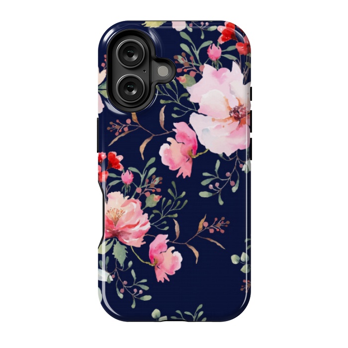 iPhone 16 StrongFit blue pink floral pattern 4 by MALLIKA