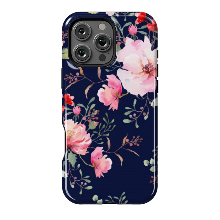 iPhone 16 Pro Max StrongFit blue pink floral pattern 4 by MALLIKA